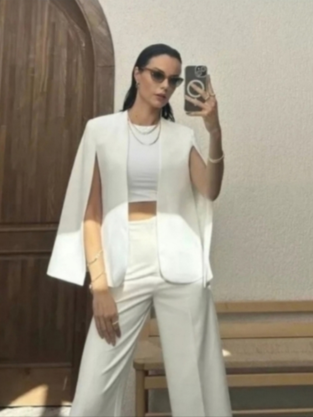 ZARA CAPE BLAZER WHITE SIZE L - Picture 6 of 15